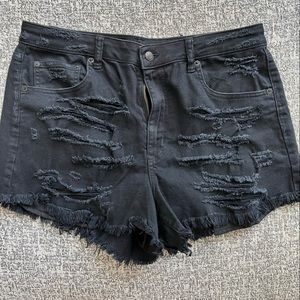 American Eagle distressed hi-rise festival denim shorts